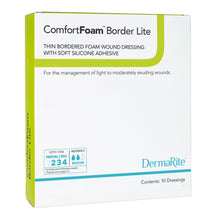 Load image into Gallery viewer, DermaRite Industries Thin Foam Dressing ComfortFoam™ Border Lite 2 X 2 Inch With Border Waterproof Backing Silicone Adhesive Square Sterile #47220