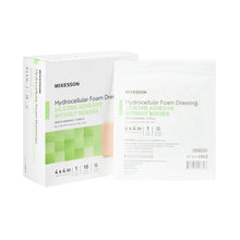Load image into Gallery viewer, Foam Dressing McKesson 4 X 4 Inch Without Border Film Backing Silicone Gel Adhesive Square Sterile #4863