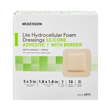 Load image into Gallery viewer, Thin Foam Dressing McKesson Lite 3 X 3 Inch With Border Film Backing Silicone Gel Adhesive Square Sterile #4872