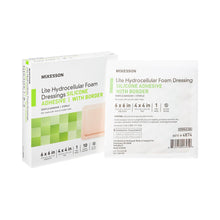Load image into Gallery viewer, Thin Foam Dressing McKesson Lite 6 X 6 Inch With Border Film Backing Silicone Gel Adhesive Square Sterile #4874