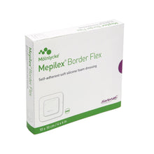 Load image into Gallery viewer, Molnlycke Foam Dressing Mepilex® Border Flex 4 X 4 Inch With Border Film Backing Silicone Adhesive Square Sterile #595300