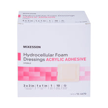 Load image into Gallery viewer, Foam Dressing McKesson 3 X 3 Inch With Border Film Backing Acrylic Adhesive Square Sterile #16-4670