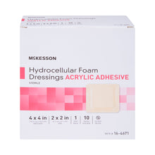 Load image into Gallery viewer, Foam Dressing McKesson 4 X 4 Inch With Border Film Backing Acrylic Adhesive Square Sterile #16-4671