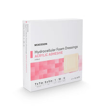 Load image into Gallery viewer, Foam Dressing McKesson 7 X 7 Inch With Border Film Backing Acrylic Adhesive Square Sterile #16-4673