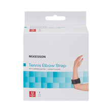 Load image into Gallery viewer, Elbow Support Strap McKesson One Size Fits Most Hook and Loop with D Ring Tennis / Golf Left or Right Elbow Up to 18 Inch Circumference Black #155-BH-194