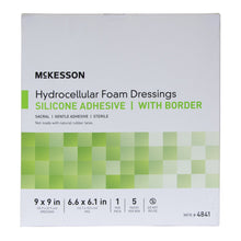 Load image into Gallery viewer, Foam Dressing McKesson 9 X 9 Inch With Border Waterproof Film Backing Silicone Gel Adhesive Sacral Sterile #4841