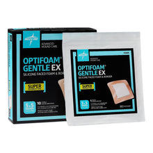 Load image into Gallery viewer, Medline Silicone Foam Dressing Optifoam® Gentle EX 5 X 5 Inch With Border Film Backing Silicone Face Square Sterile #MSCEX55EP