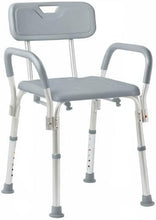 Load image into Gallery viewer, Medline Shower Chair with Backrest and Padded Armrests, 350 lb. Capacity, Gray, Aluminum, #G2-100KHX1