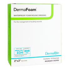 Load image into Gallery viewer, DermaRite Industries Foam Dressing DermaFoam® 2 X 2 Inch Without Border Waterproof Backing Nonadhesive Square Sterile #00290E
