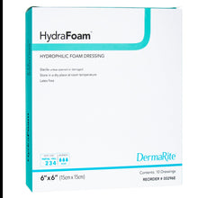 Load image into Gallery viewer, DermaRite Industries Foam Dressing HydraFoam™ 6 X 6 Inch Without Border Waterproof Backing Nonadhesive Square Sterile #00296E