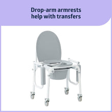 Load image into Gallery viewer, Medline Aluminum Drop-Arm Commode with 4 Locking Casters #G1-506DWX1