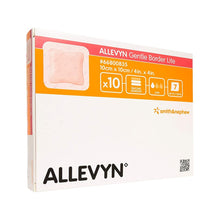 Load image into Gallery viewer, Smith & Nephew Thin Foam Dressing Allevyn Gentle Border Lite 4 X 4 Inch With Border Film Backing Silicone Gel Adhesive Square Sterile #66800835