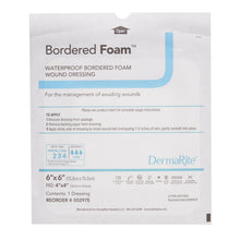 Load image into Gallery viewer, DermaRite Industries Foam Dressing BorderedFoam® 6 X 6 Inch With Border Waterproof Backing Nonacrylic Adhesive Square Sterile #00297E