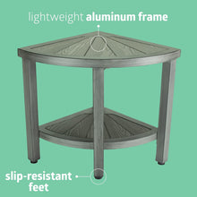 Load image into Gallery viewer, Medline Corner Aluminum and Faux Wood Bath Bench, 15.5" W x 15.5" D x 18" H #G2-501X1