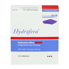 Load image into Gallery viewer, BSN Medical Antibacterial Foam Dressing Hydrofera BLUE® READY 2-1/2 X 2-1/2 Inch Without Border Without Film Backing Nonadhesive Square Sterile #HBRS2520
