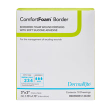 Load image into Gallery viewer, DermaRite Industries Foam Dressing ComfortFoam™ Border 3 X 3 Inch With Border Waterproof Backing Silicone Adhesive Square Sterile #43330