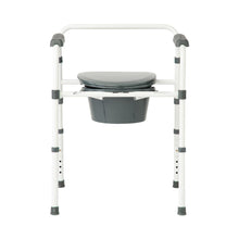 Load image into Gallery viewer, Medline Dark Grey 3-in-1 Folding Commode with Elongated Seat, Microban Treated #G1-200LMX1
