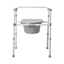 Load image into Gallery viewer, Medline Steel 3-in-1 Folding Commode, Includes Seat with Lid, Bucket, Armrests, and Splashguard #G1-200X1