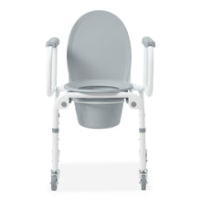Load image into Gallery viewer, Medline Steel Drop-Arm Commode, Four Locking Casters, 350 lb Weight Capacity #G1-303DWX1