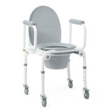 Load image into Gallery viewer, Medline Steel Drop-Arm Commode, Four Locking Casters, 350 lb Weight Capacity #G1-303DWX1