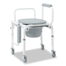 Load image into Gallery viewer, Medline Steel Drop-Arm Commode, Four Locking Casters, 350 lb Weight Capacity #G1-303DWX1