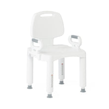 Load image into Gallery viewer, Medline Shower Chair with Backrest and Arms, 350 lb. Weight Capacity, Adjustable Legs, White Plastic, #G2-105RX1
