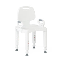Load image into Gallery viewer, Medline Shower Chair with Backrest and Arms, 350 lb. Weight Capacity, Adjustable Legs, White Plastic, #G2-105RX1