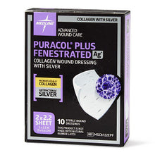 Load image into Gallery viewer, Puracol Plus Ag+ Collagen Wound Dressing with Silver, 2" x 2.25" Fenestrated