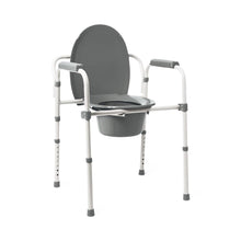 Load image into Gallery viewer, Medline Dark Grey 3-in-1 Folding Commode with Elongated Seat, Microban Treated #G1-200LMX1