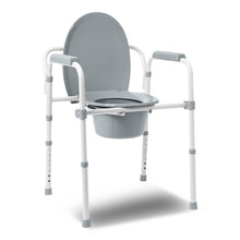 Load image into Gallery viewer, Medline 3-in-1 Folding Aluminum Elongated Commode #G1-505LX1