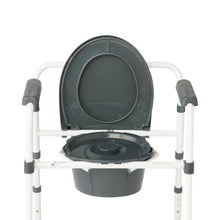 Load image into Gallery viewer, Medline Dark Grey 3-in-1 Folding Commode with Elongated Seat, Microban Treated #G1-200LMX1