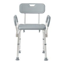 Load image into Gallery viewer, Medline Shower Chair with Backrest and Padded Armrests, 350 lb. Capacity, Gray, Aluminum, #G2-100KHX1