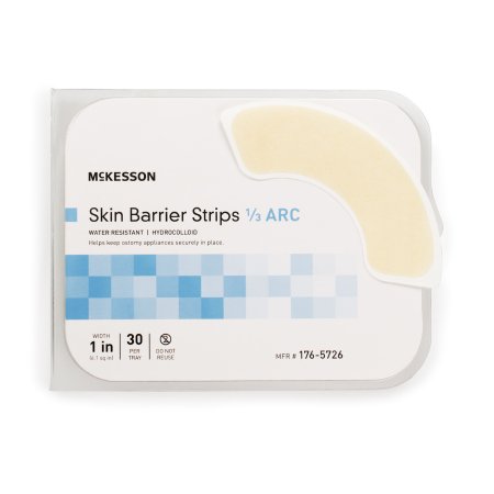 Skin Barrier Strip McKesson Mold to Fit, Standard Wear Adhesive without Tape Without Flange Universal System Hydrocolloid 1/3 Curve 1 Inch W
