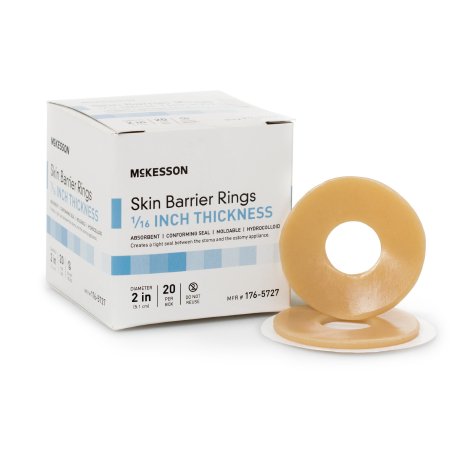 Skin Barrier Ring McKesson Mold to Fit, Standard Wear Adhesive without Tape Without Flange Universal System Hydrocolloid 2 Inch Diameter X 1/16 Inch Thickness