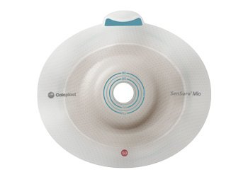 Coloplast Ostomy Barrier SenSura® Mio Flex Trim to Fit 16491, Standard Wear Elastic Adhesive 70 mm Flange Yellow Code System 15 to 53 mm Opening