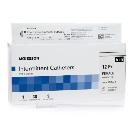 Urethral Catheter McKesson Straight Tip Uncoated PVC 12 Fr. 6 Inch #16-F612