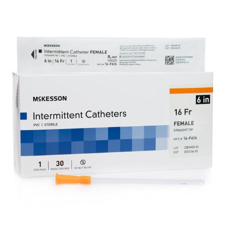 Urethral Catheter McKesson Straight Tip Uncoated PVC 16 Fr. 6 Inch #16-F616