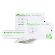 Load image into Gallery viewer, Molnlycke Silver Foam Dressing Mepilex® Border Post Op AG 4 X 12 Inch Rectangle Sterile #498600

