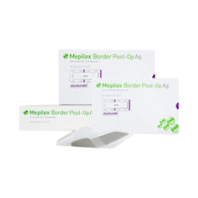 Load image into Gallery viewer, Molnlycke Silver Foam Dressing Mepilex® Border Post Op AG 4 X 14 Inch Rectangle Sterile #498650
