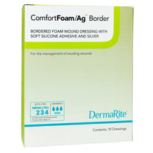 Load image into Gallery viewer, DermaRite Industries Silver Foam Dressing ComfortFoam/Ag™ Border 6 X 6 Inch Square Sterile #48660
