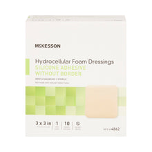 Load image into Gallery viewer, Foam Dressing McKesson 3 X 3 Inch Without Border Film Backing Silicone Gel Adhesive Square Sterile #4862
