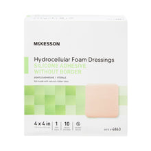 Load image into Gallery viewer, Foam Dressing McKesson 4 X 4 Inch Without Border Film Backing Silicone Gel Adhesive Square Sterile #4863
