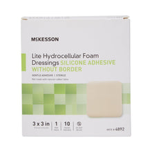Load image into Gallery viewer, Thin Foam Dressing McKesson Lite 3 X 3 Inch Without Border Film Backing Silicone Gel Adhesive Square Sterile #4892
