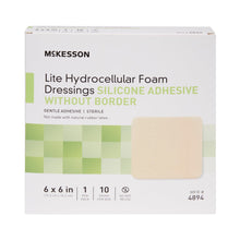 Load image into Gallery viewer, Thin Foam Dressing McKesson Lite 6 X 6 Inch Without Border Film Backing Silicone Gel Adhesive Square Sterile #4894
