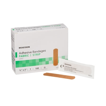 Adhesive Strip 3/4 X 3 Inch Fabric Rectangle Tan Sterile