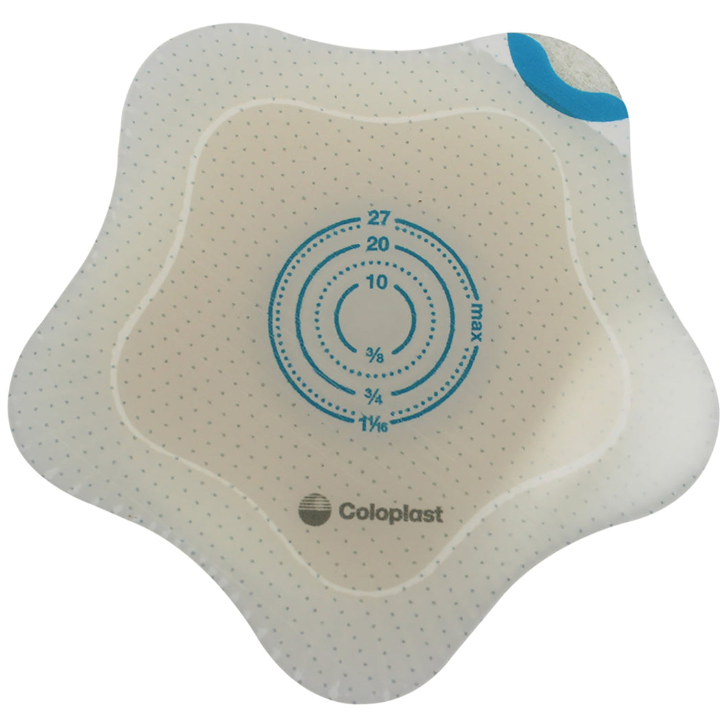 Coloplast Ostomy Barrier 18735 SenSura® Mio Kids Trim to Fit, Standard Wear Adhesive Coupling Without Flange Purple Code System 0 to 1-1/16 Inch Opening