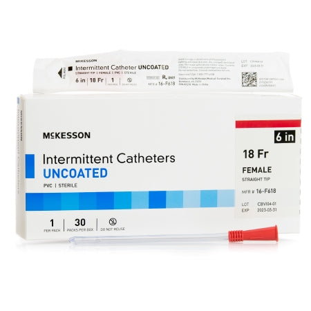 Urethral Catheter McKesson Straight Tip Uncoated PVC 18 Fr. 6 Inch #16-F618