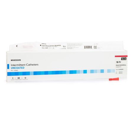 Urethral Catheter McKesson Straight Tip Uncoated PVC 18 Fr. 16 Inch #16-M1618