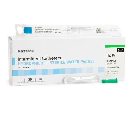 Urethral Catheter McKesson Straight Tip Hydrophilic Coated PVC 14 Fr. 6 Inch #16-FH614