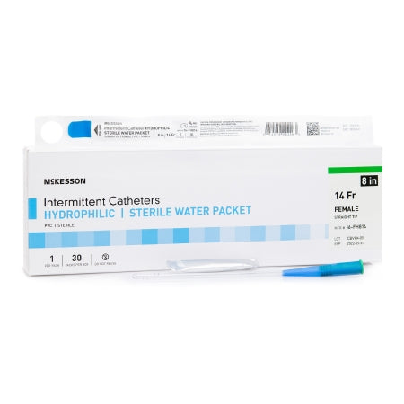 Urethral Catheter McKesson Straight Tip Hydrophilic Coated PVC 14 Fr. 8 Inch #16-FH814